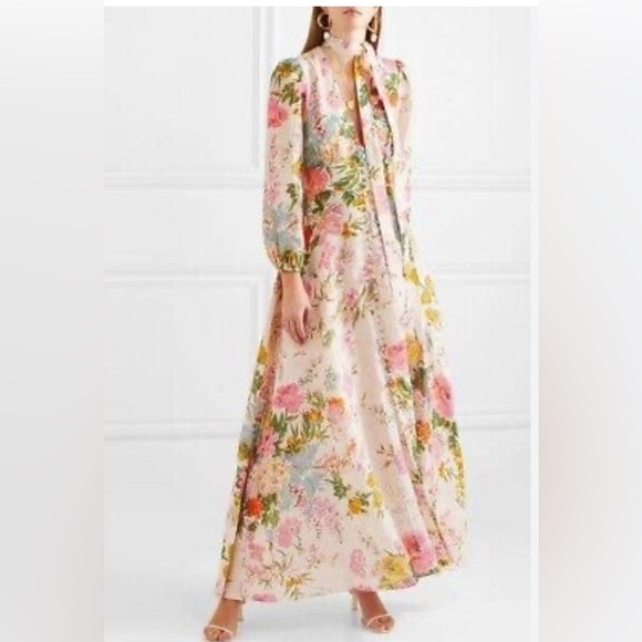 Zimmermann Dresses & Skirts - Zimmerman Heathers Linen Floral Maxi Dress Size 2 - US 8